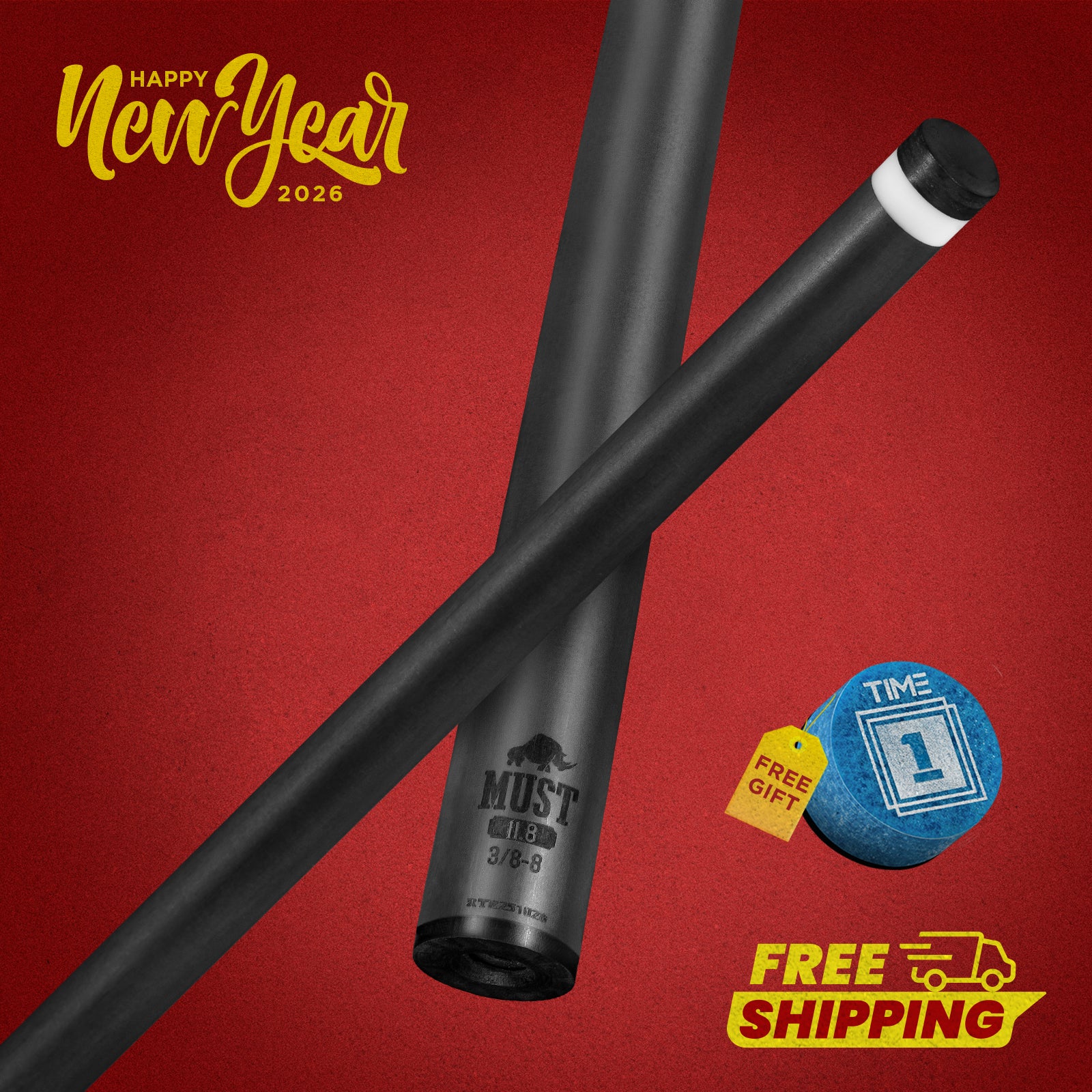 RHINO MUST 30" / 3/8-8 Pro Carbon Pool Cue Single Shaft