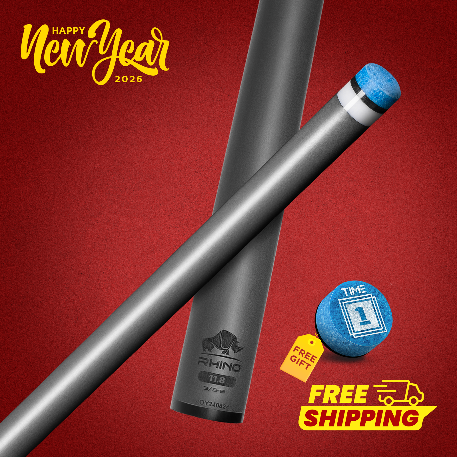 Rhino - 30" / 3/8-8 Carbon Pool Cue Single Shaft