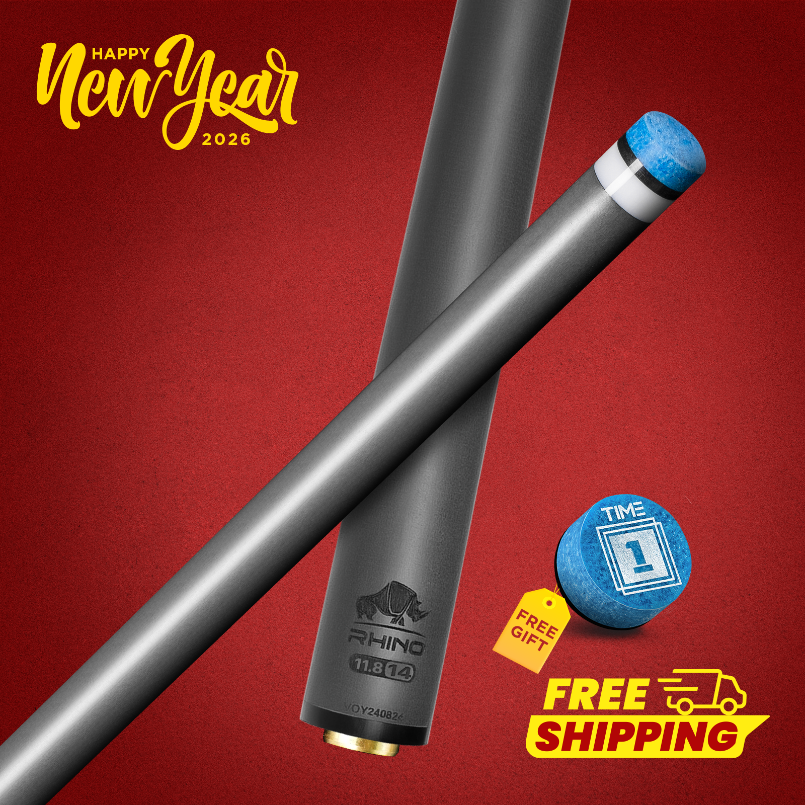 Rhino - 30" / 5/16-14 Carbon Pool Cue Single Shaft - 11.8 / Over Oversize