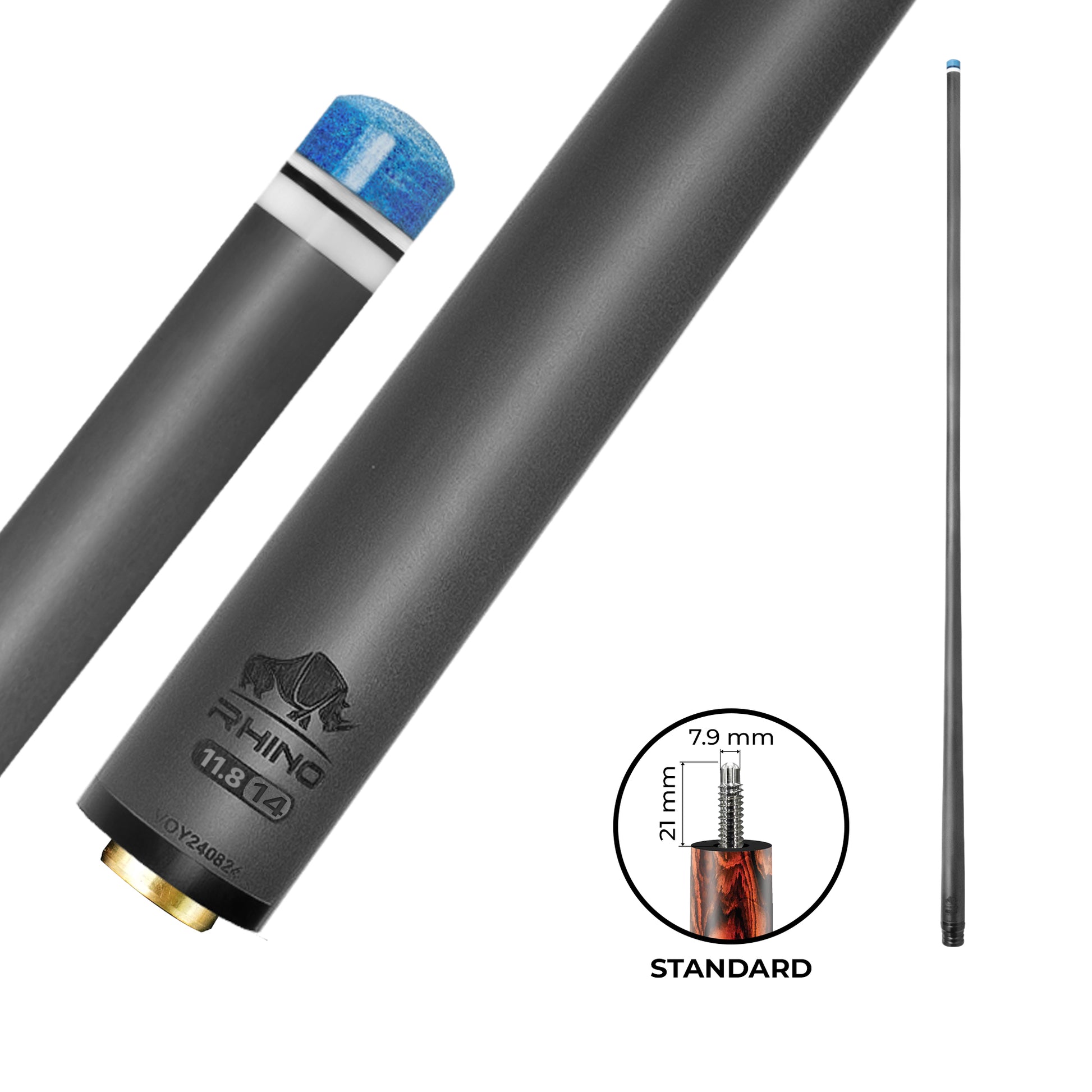Rhino - 30" / 5/16-14 Carbon Pool Cue Single Shaft