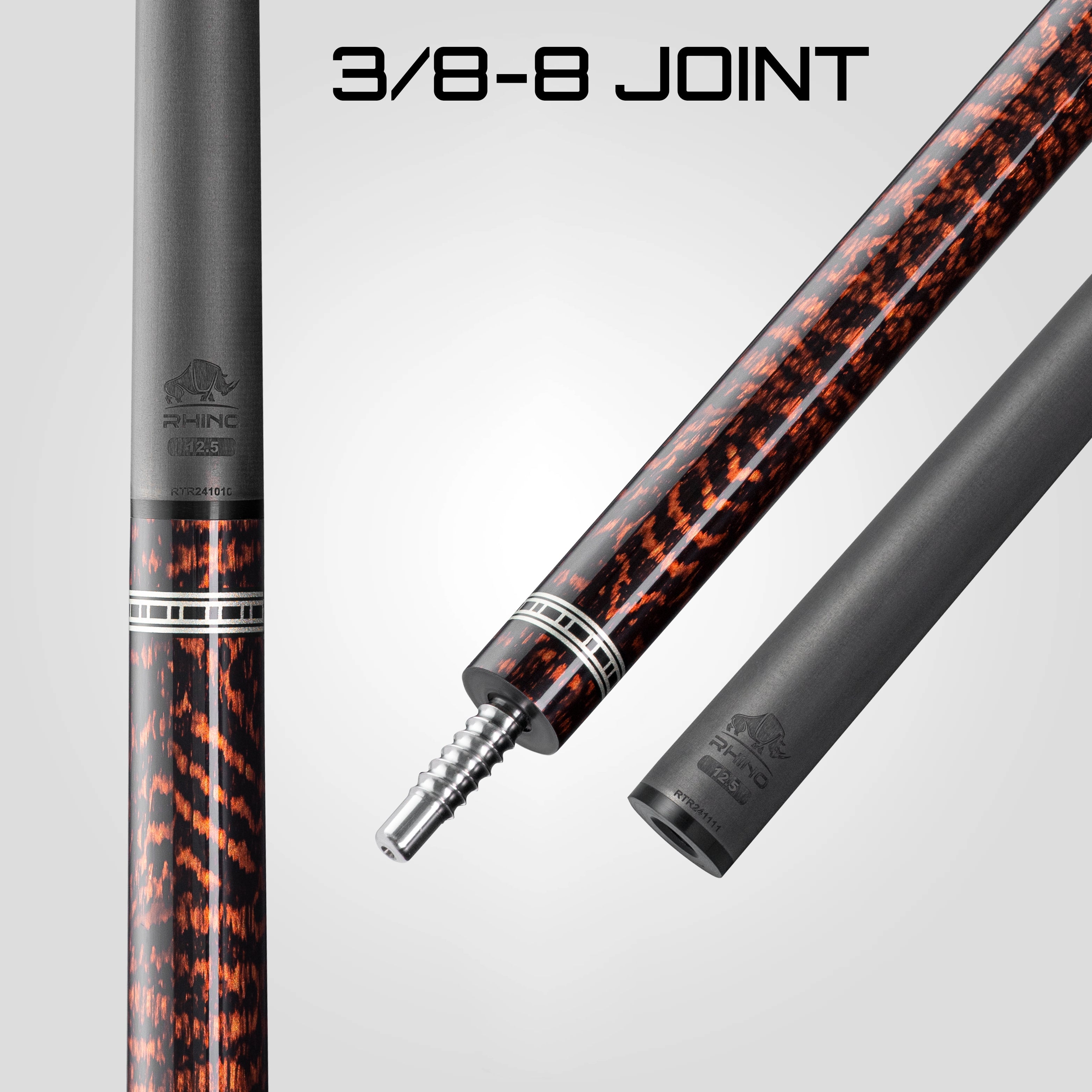 Rhino RETRÔ Pool Cue - Snake - Crocodile Embossed Microfiber Leather Wrap