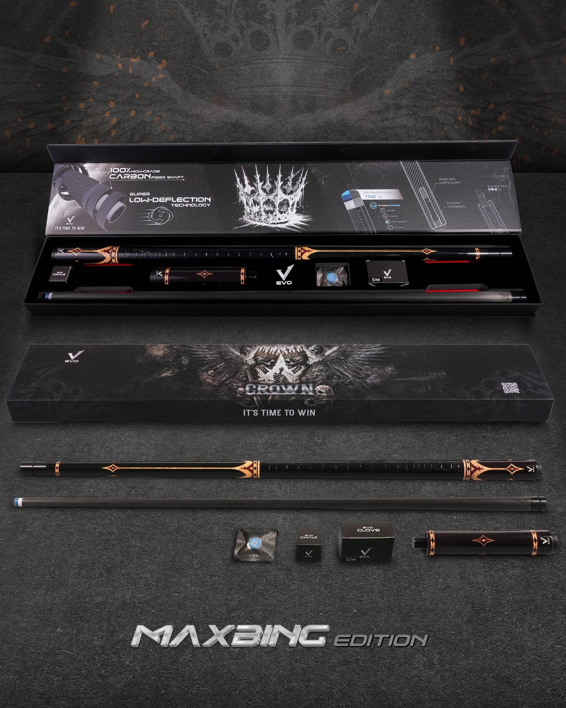 EVO CROWN MAXBING EDITION - ROYAL BLACK - BLACK LEATHER WRAP