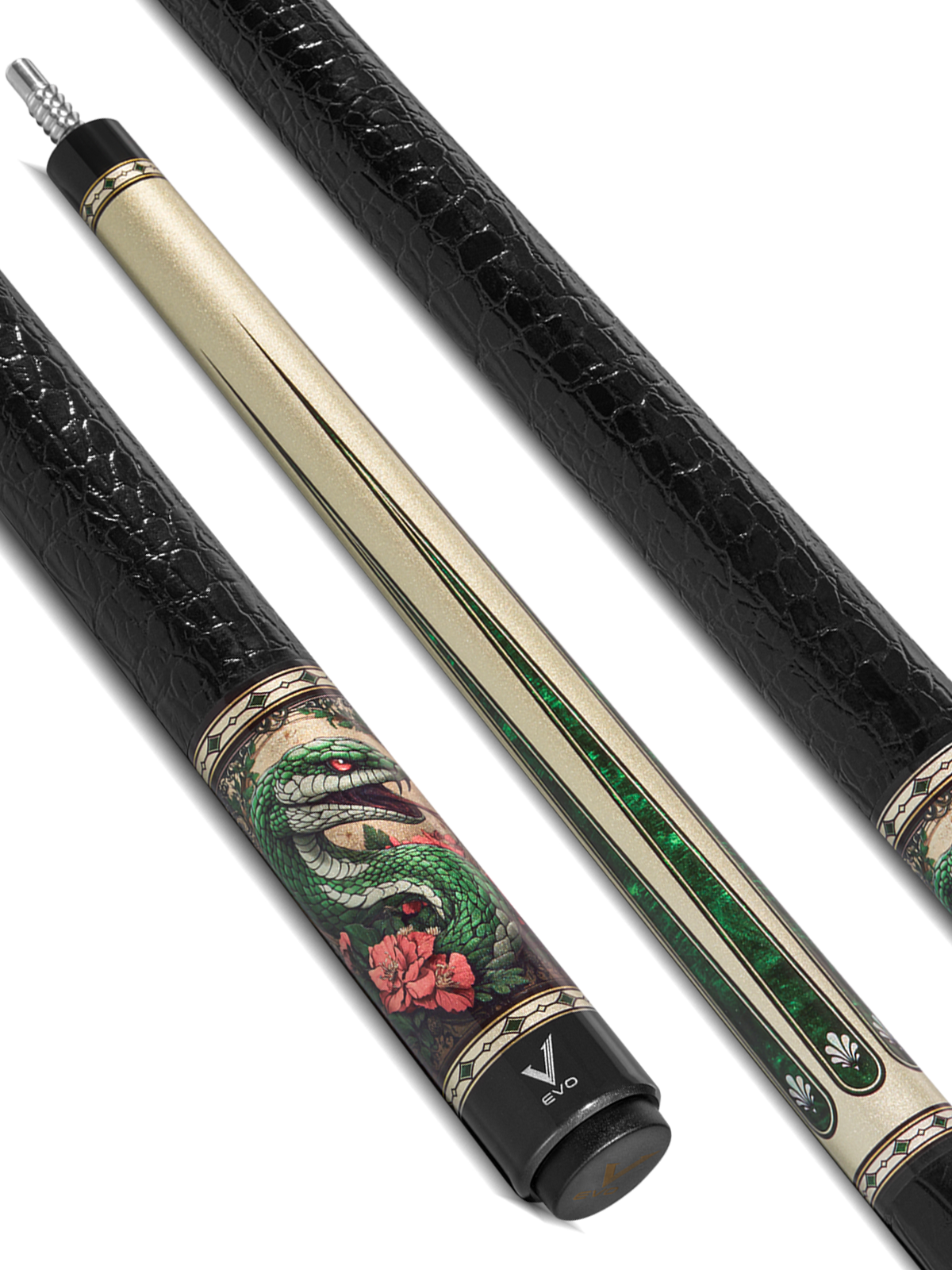 EVO BEAST POOL CUE - EMERALD COBRA - LEATHER WRAP