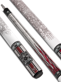 EVO FREEDOM POOL CUE - CRIMSON FLAME - WHITE LEATHER WRAP