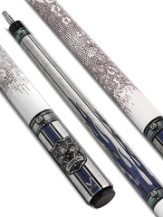 EVO FREEDOM POOL CUE - AZURE FLAME - WHITE LEATHER WRAP
