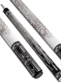EVO FREEDOM POOL CUE - SHADOW FLAME - WHITE LEATHER WRAP