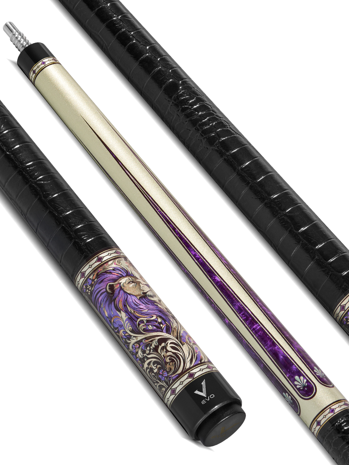 EVO BEAST POOL CUE - AMETHYST LION - LEATHER WRAP