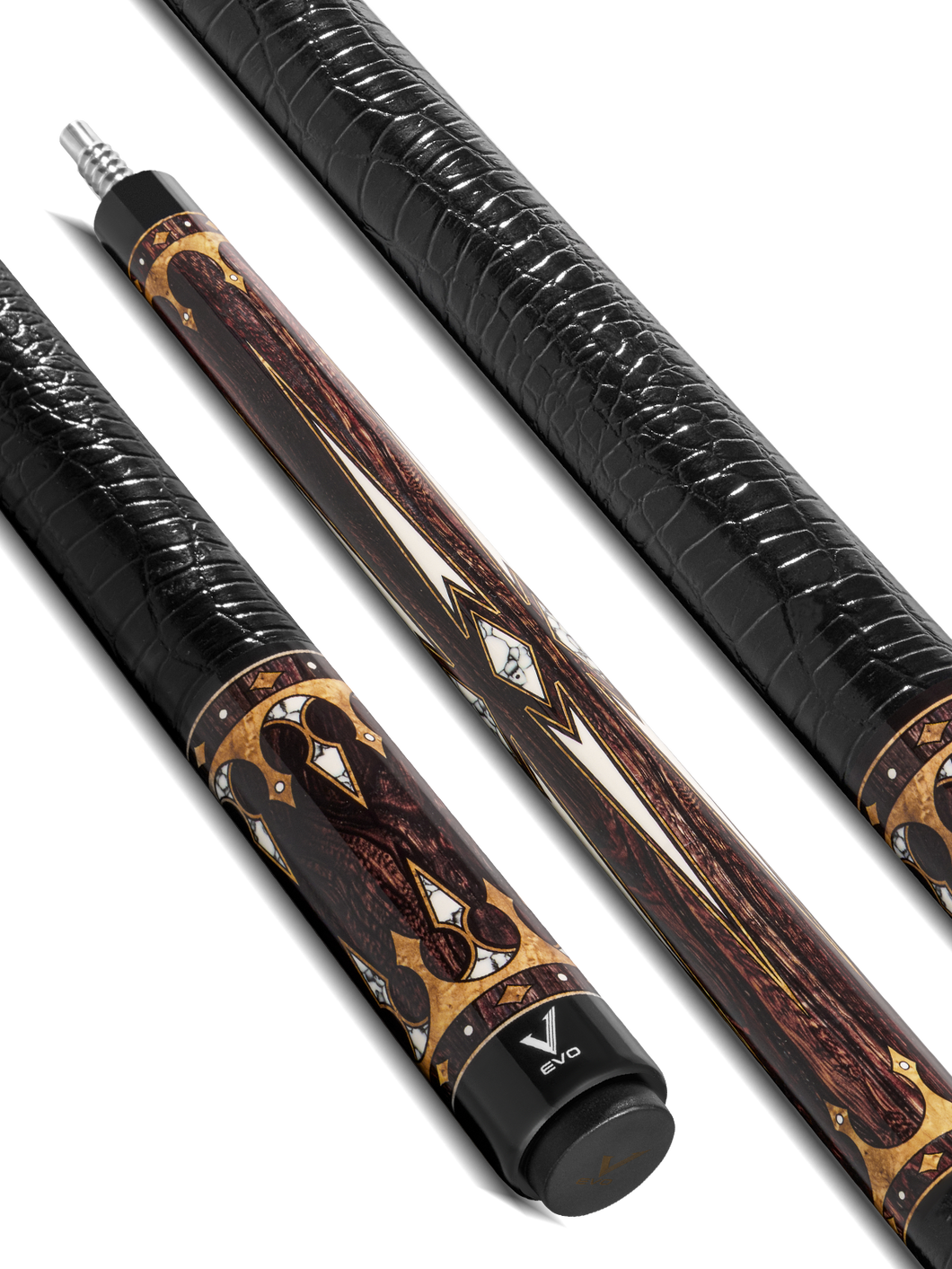 EVO CROWN POOL CUE - ANCIENT OAK - LEATHER WRAP