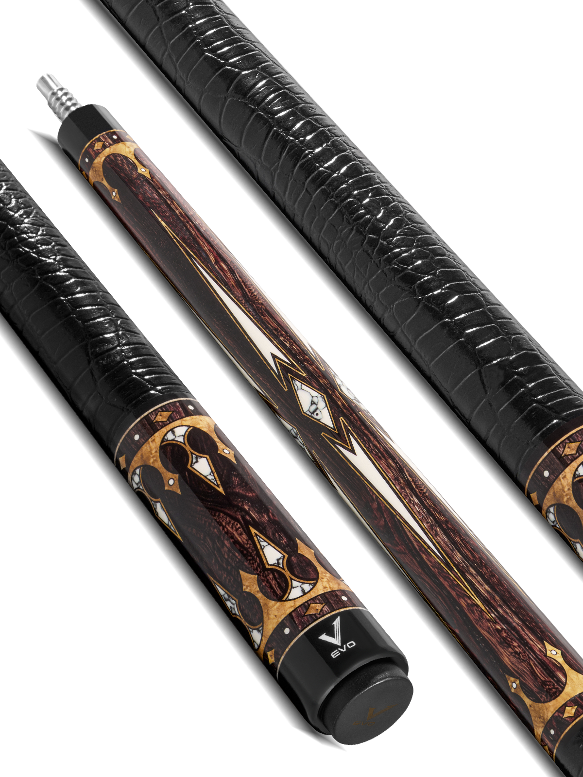 EVO CROWN POOL CUE - ANCIENT OAK - LEATHER WRAP