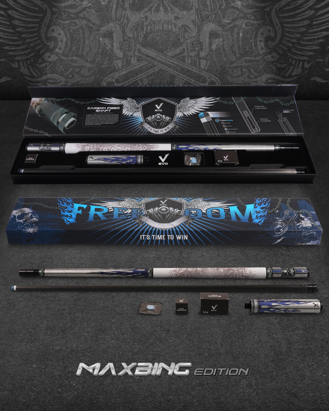 EVO FREEDOM MAXBING EDITION - AZURE FLAME - WHITE LEATHER WRAP