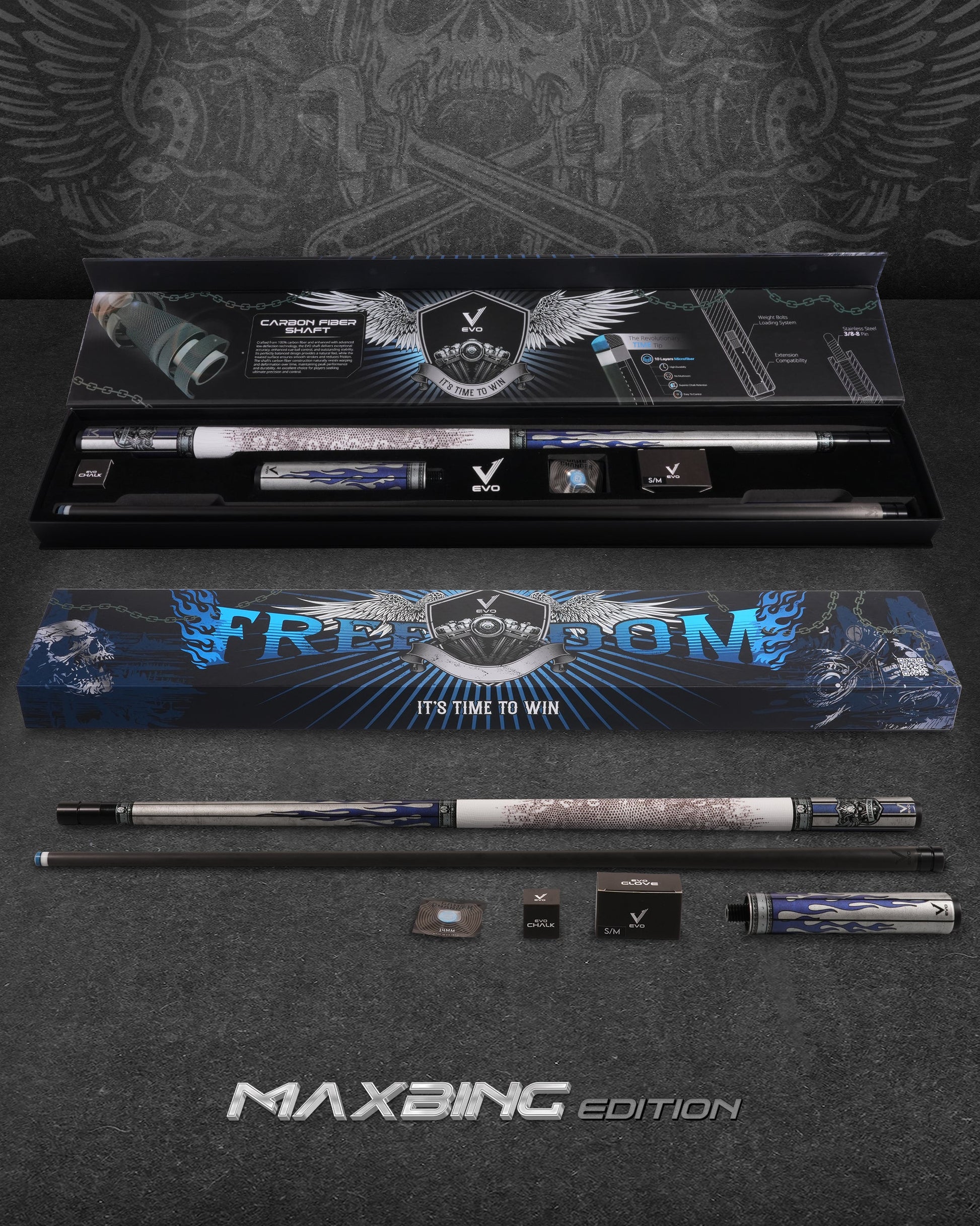 EVO FREEDOM MAXBING EDITION - AZURE FLAME - WHITE LEATHER WRAP