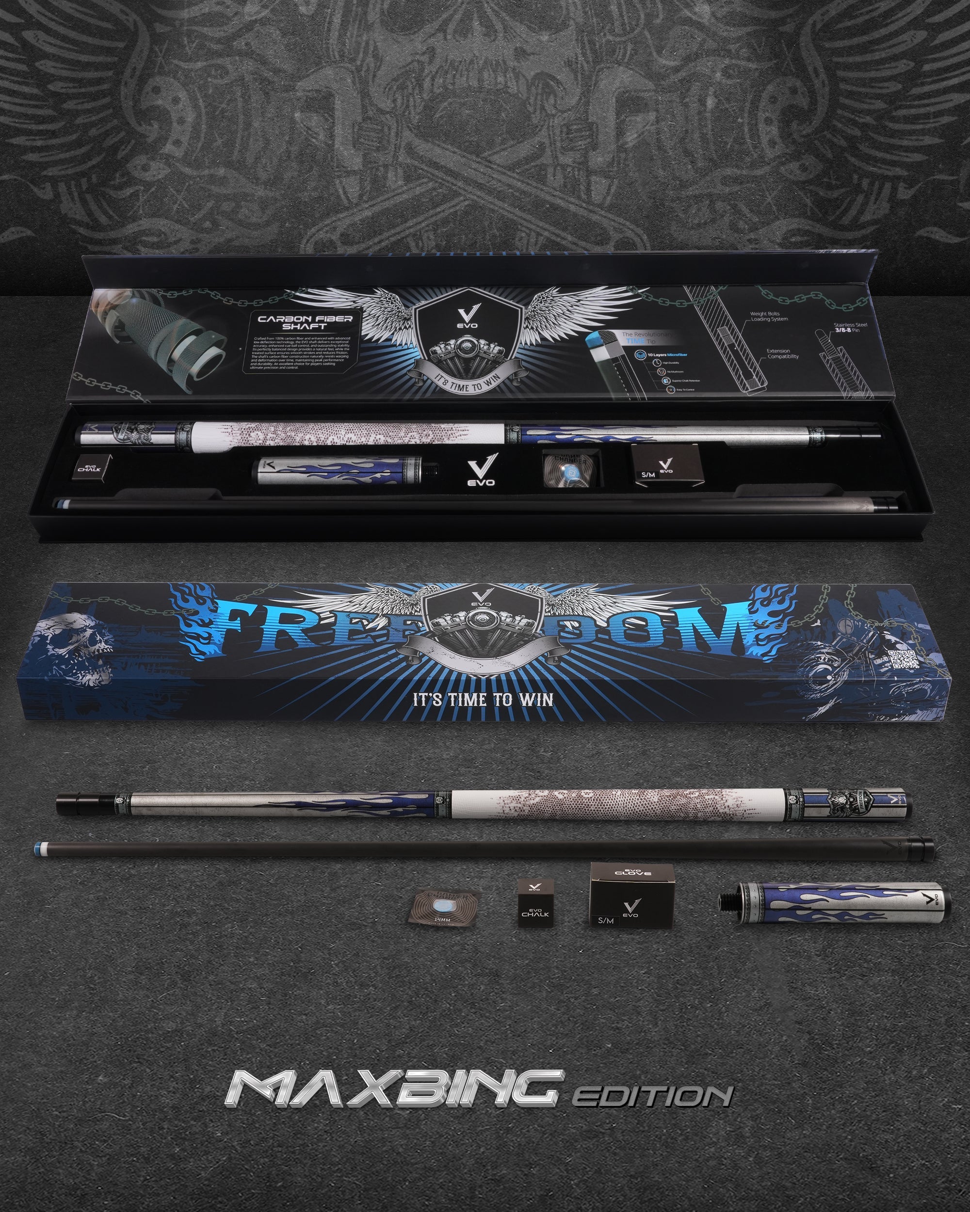 EVO FREEDOM MAXBING EDITION - AZURE FLAME - WHITE LEATHER WRAP