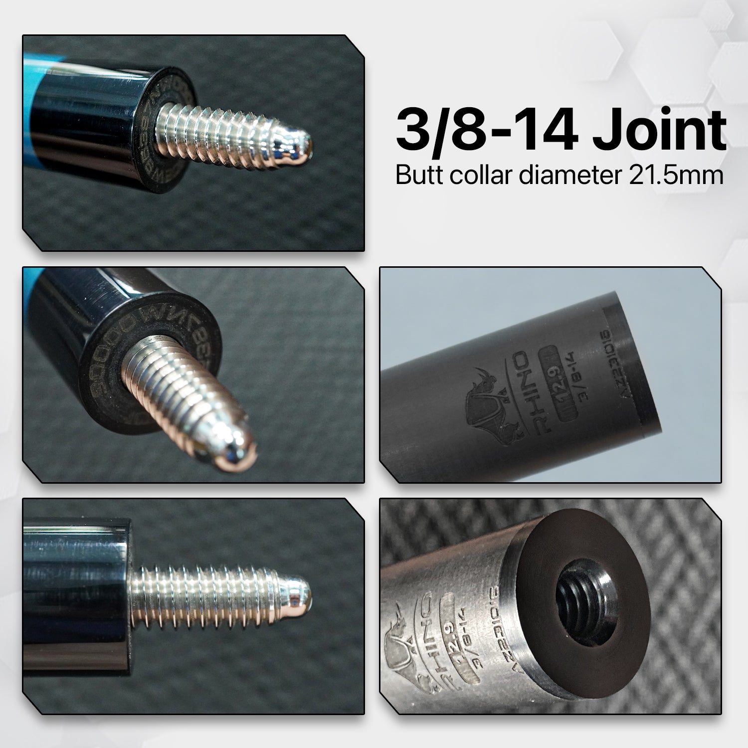 Rhino - 30" / 3/8-14 Carbon Pool Cue Single Shaft