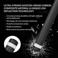 RHINO MUST 30" / 3/8-8 Pro Carbon Pool Cue Single Shaft