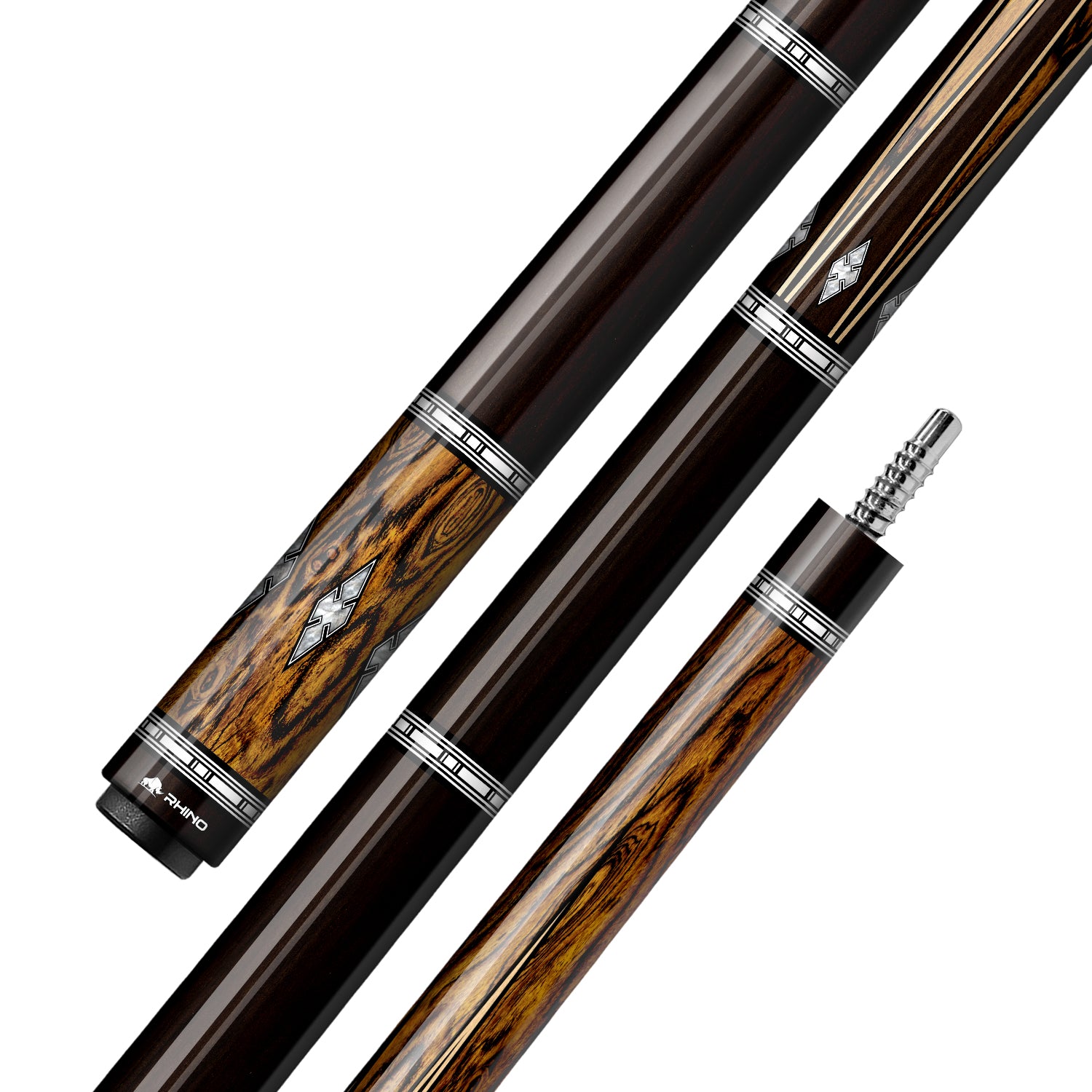 RHINO MUST POOL CUE - BOCOTE EBONY DIAMOND