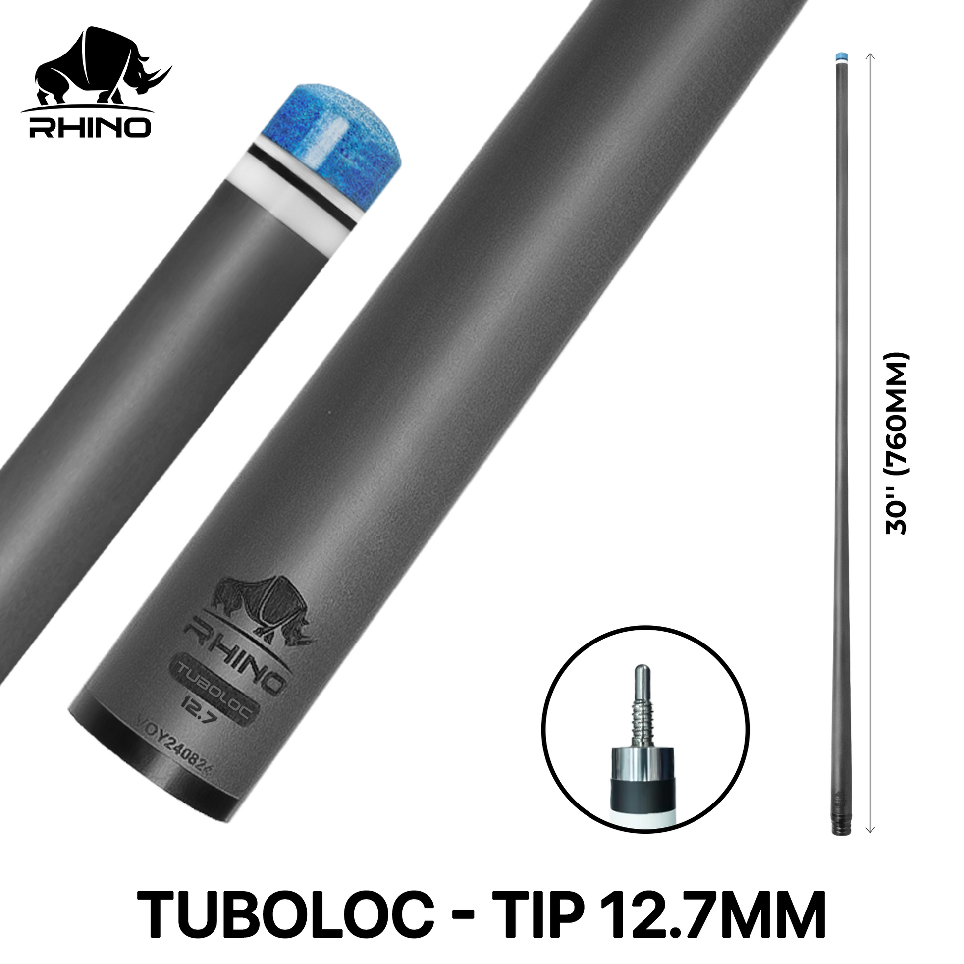 Rhino - 30" / Tuboloc Carbon Pool Cue Single Shaft
