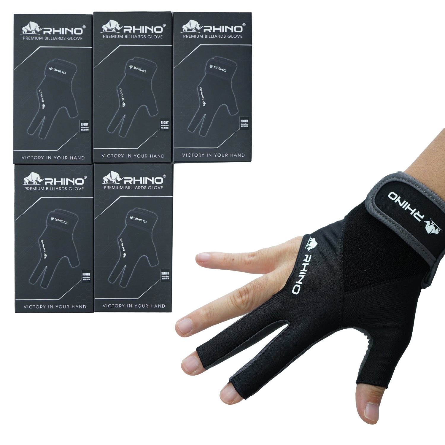 RHINO Billiards Glove Right Hand - Black