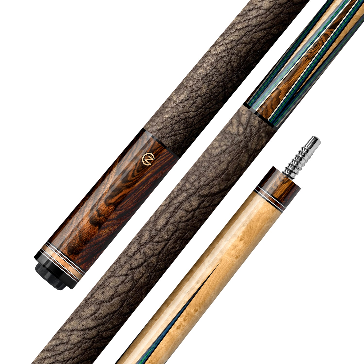 Z Fusion ZF8 Cue Butt – Verdant Burl (Leather wrap) – CUEBOTS