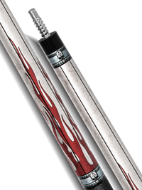 EVO FREEDOM POOL CUE - CRIMSON FLAME - BLACK LEATHER WRAP