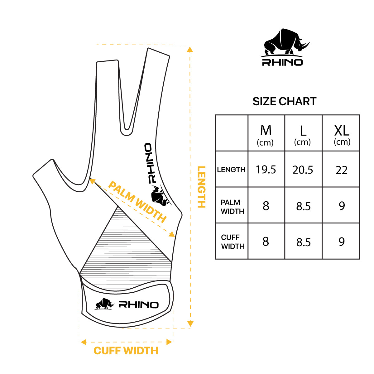 RHINO Billiards Glove Right Hand - Black
