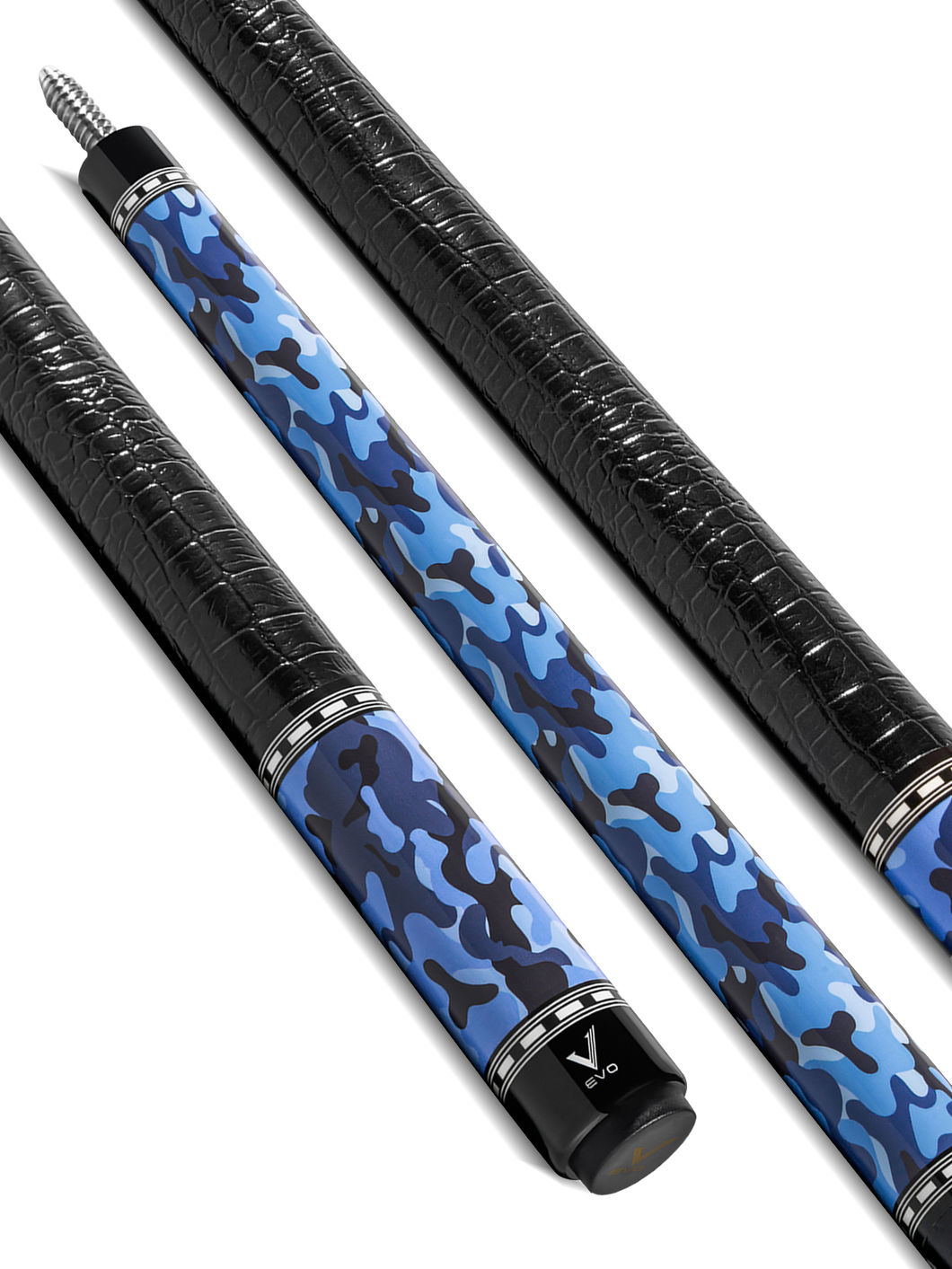 EVO CAMO POOL CUE - NAVY - LEATHER WRAP