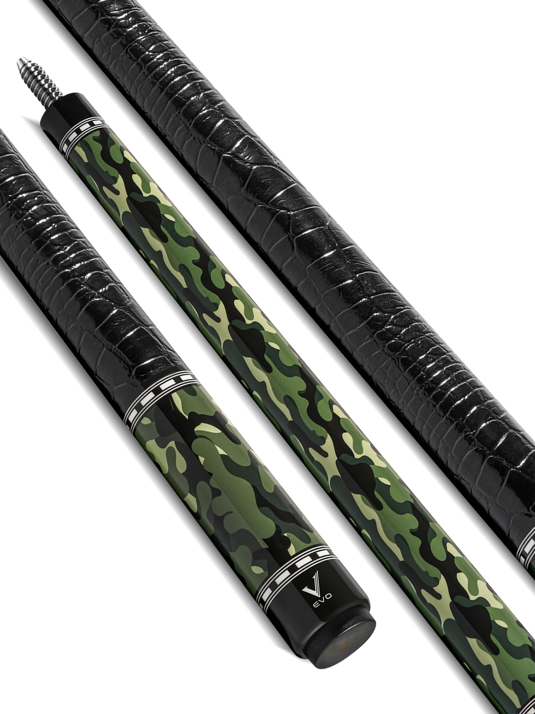 EVO CAMO POOL CUE - VIPER - LEATHER WRAP
