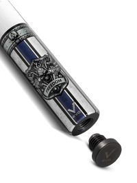 EVO FREEDOM POOL CUE - AZURE FLAME - WHITE LEATHER WRAP