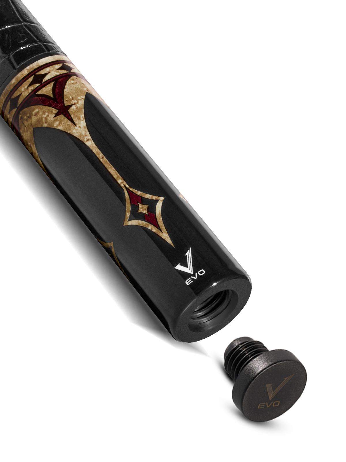 EVO CROWN POOL CUE - ROYAL BLACK - BLACK LEATHER WRAP