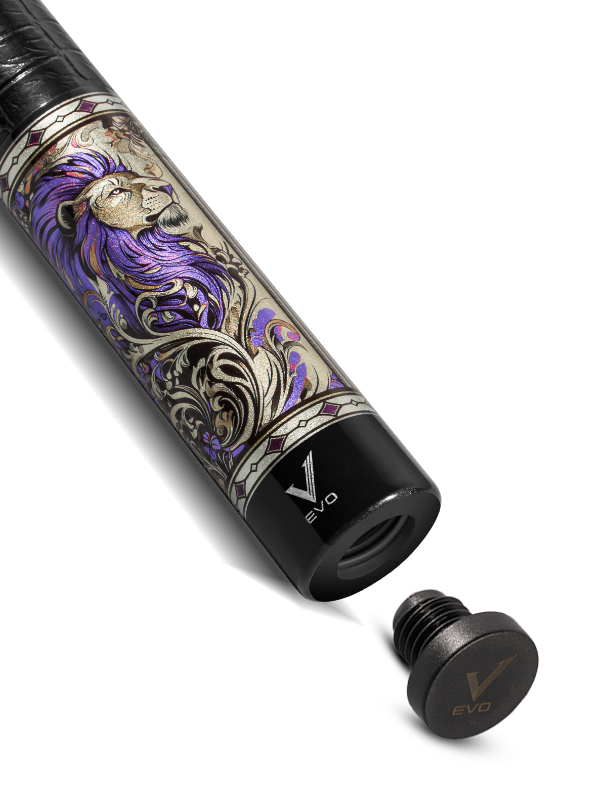 EVO BEAST POOL CUE - AMETHYST LION - LEATHER WRAP