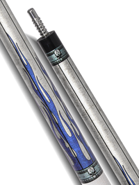EVO FREEDOM POOL CUE - AZURE FLAME - WHITE LEATHER WRAP