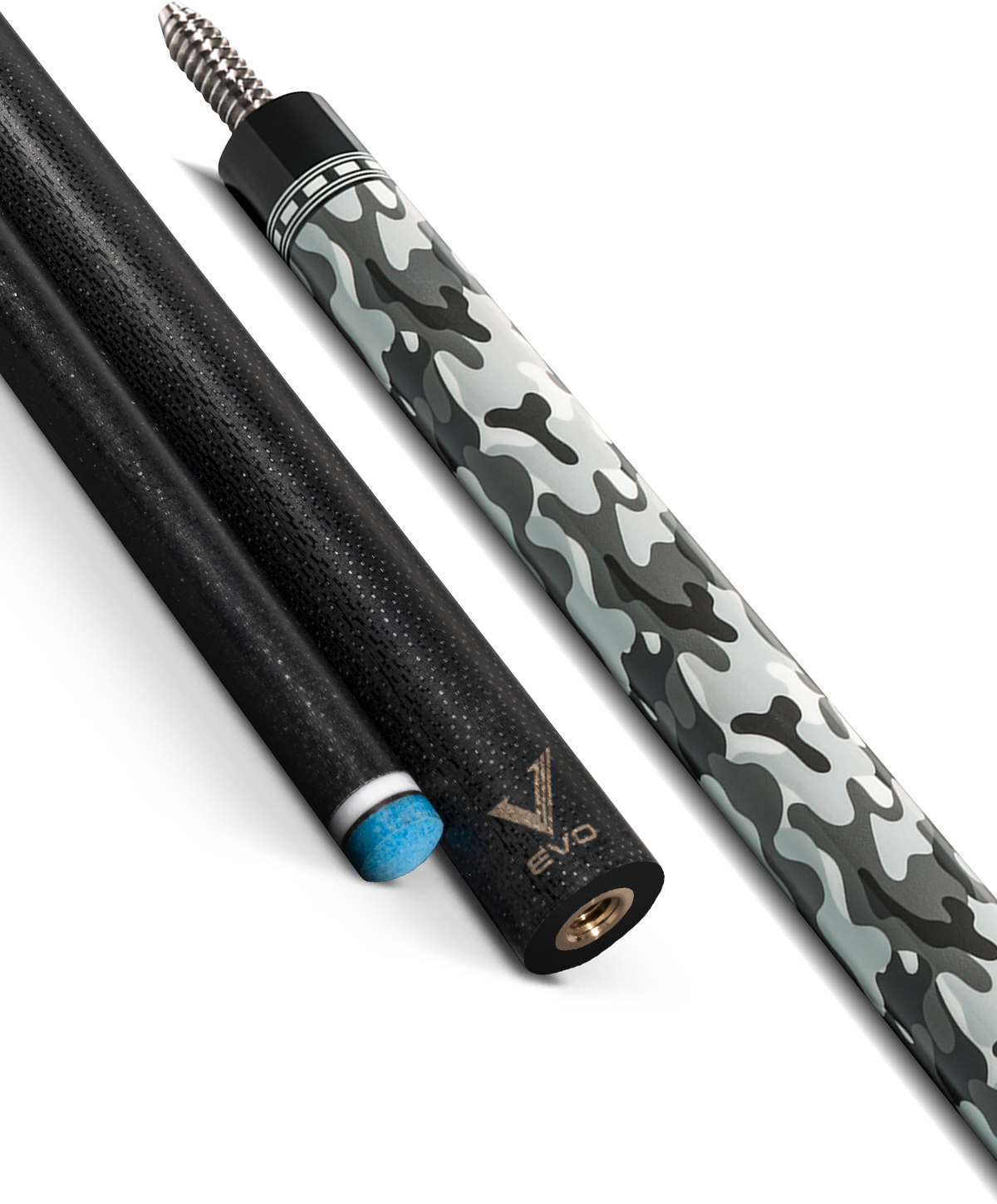 EVO CAMO POOL CUE - GHOST - LEATHER WRAP