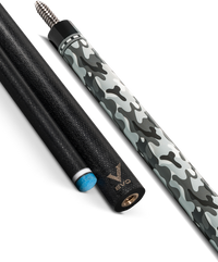 EVO CAMO POOL CUE - GHOST - LEATHER WRAP