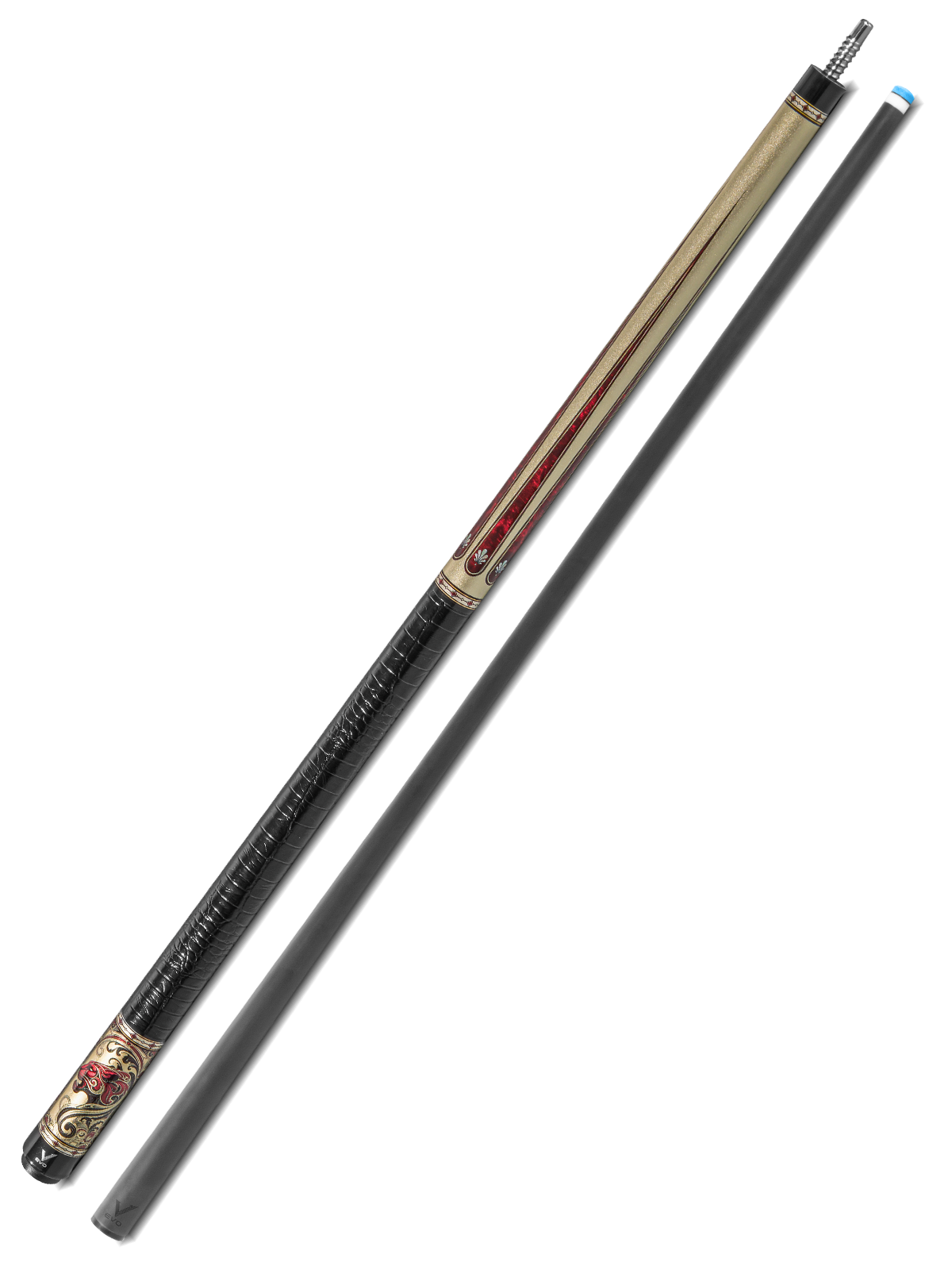 EVO BEAST POOL CUE - SCARLET PANTHER - LEATHER WRAP