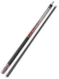 EVO FREEDOM POOL CUE - CRIMSON FLAME - BLACK LEATHER WRAP