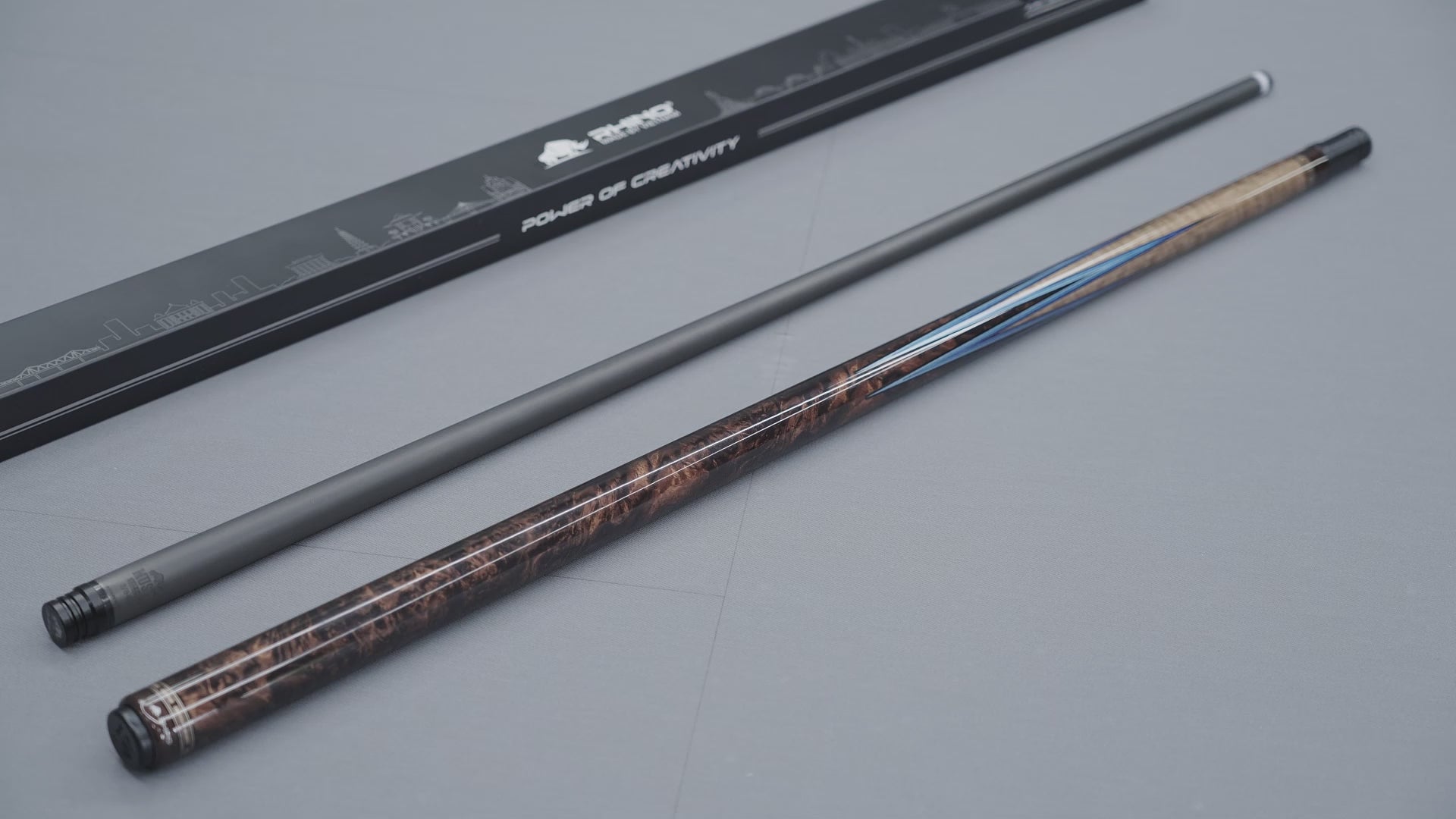 Load video: RHINO MUST POOL CUE - BURL BLUEPOINT