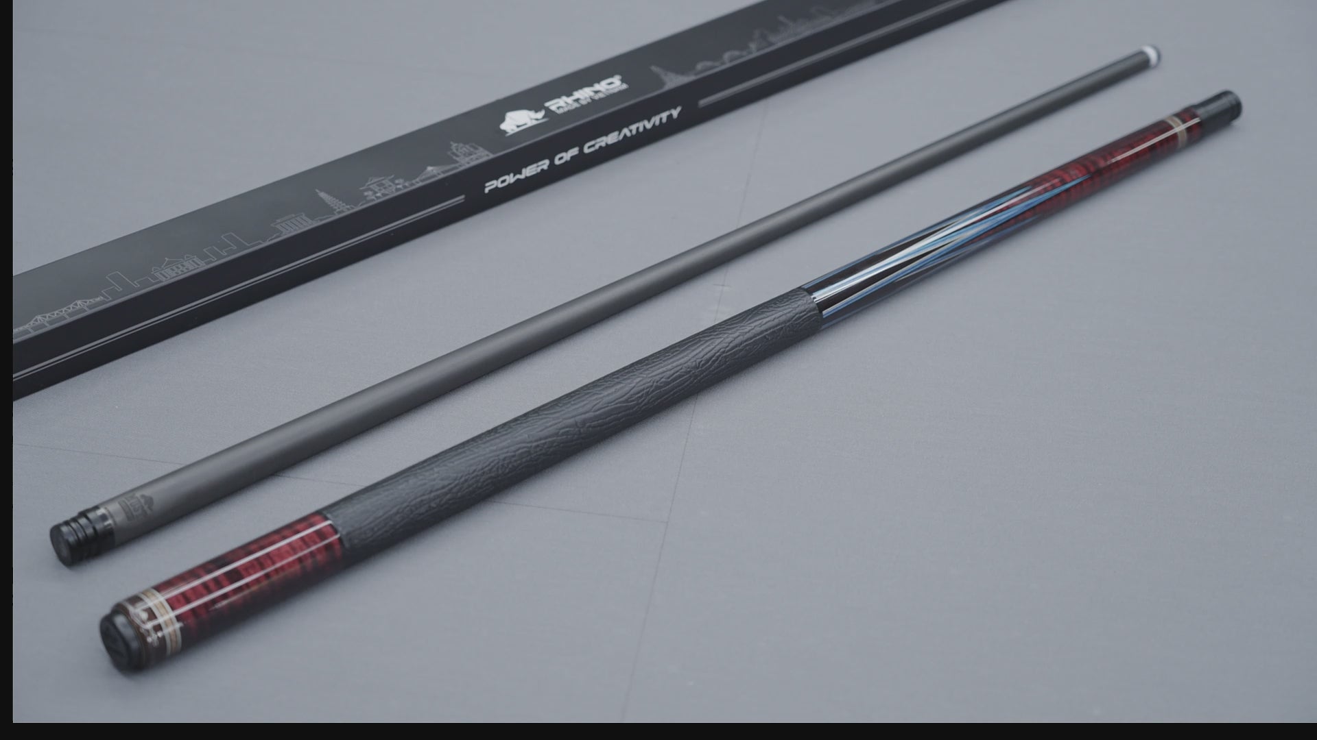 Load video: RHINO MUST POOL CUE - CRIMSON BLUEPOINT