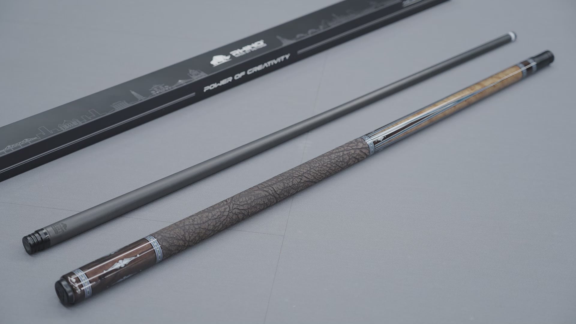 Load video: RHINO MUST POOL CUE - MAPLE AZURE INLAY
